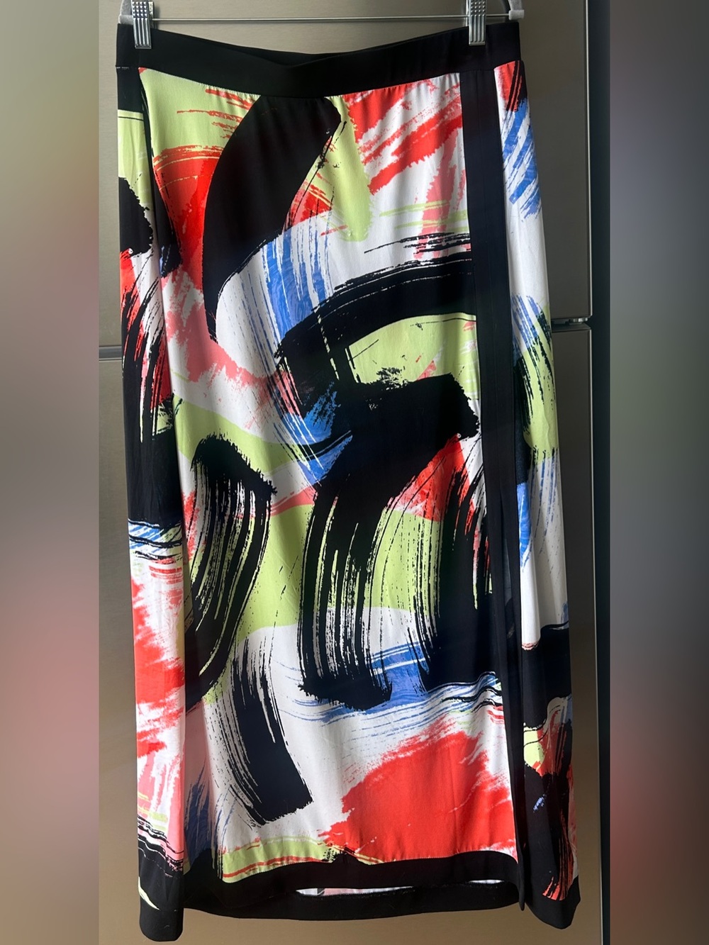 Abstract Brushstroke Midi Skirt | Art Print Statement Skirt | Size Large